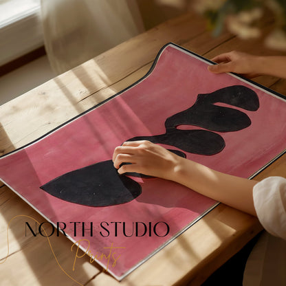 Premium Poster of Abstract Curved Shapes on Pink Background Posters