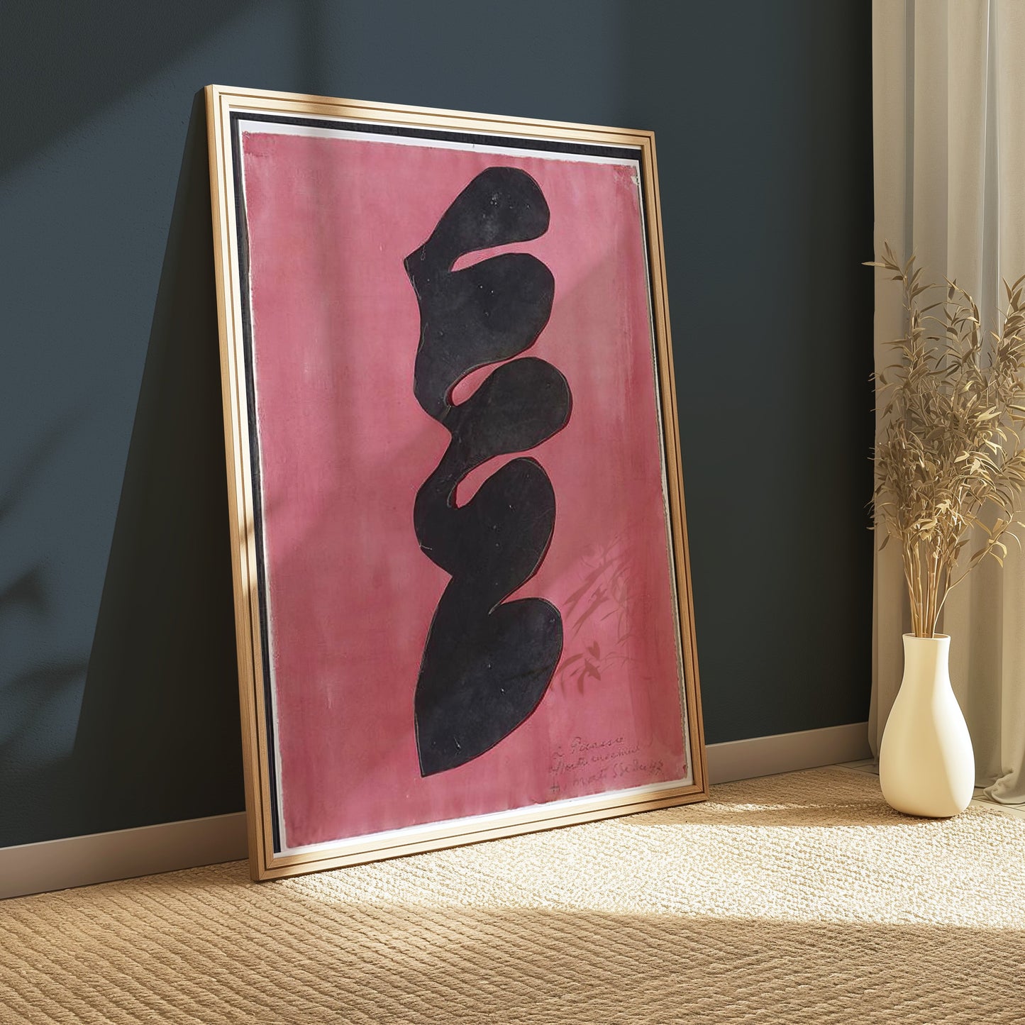 Premium Poster of Abstract Curved Shapes on Pink Background Posters