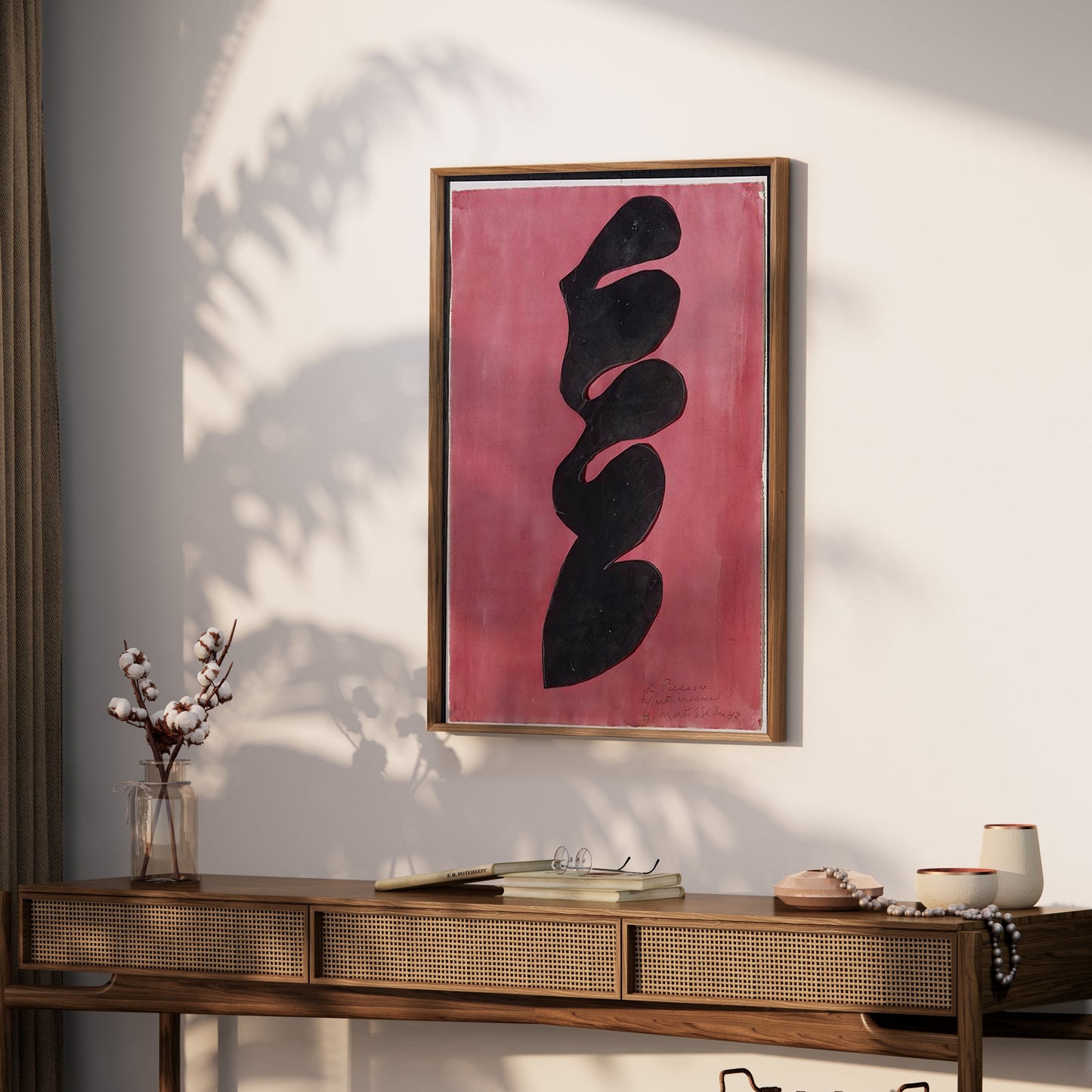 Premium Poster of Abstract Curved Shapes on Pink Background Posters