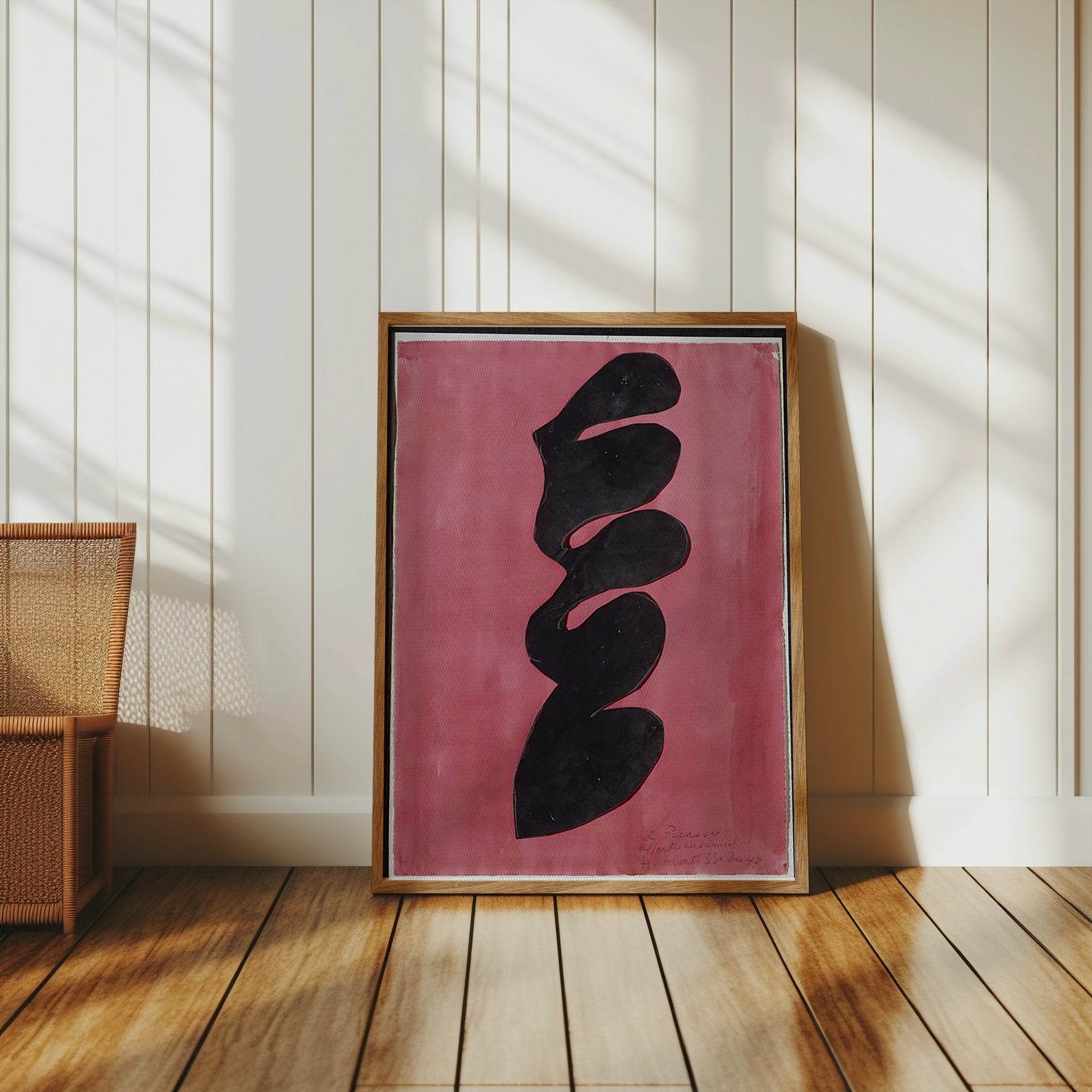 Premium Poster of Abstract Curved Shapes on Pink Background Posters