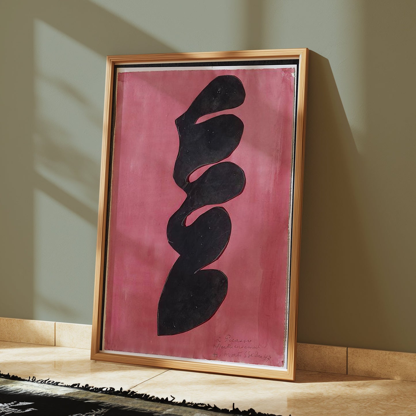 Premium Poster of Abstract Curved Shapes on Pink Background Posters