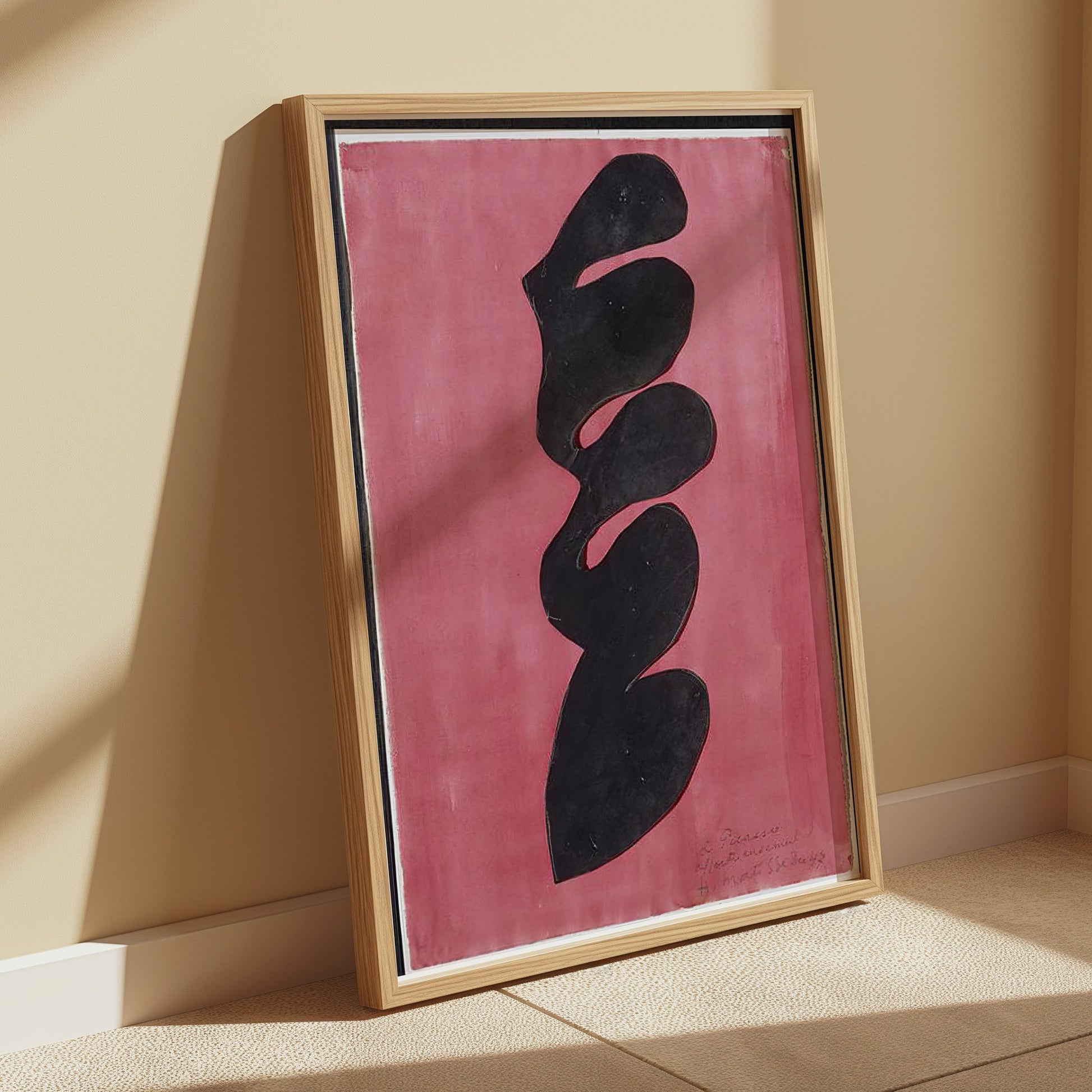 Premium Poster of Abstract Curved Shapes on Pink Background Posters