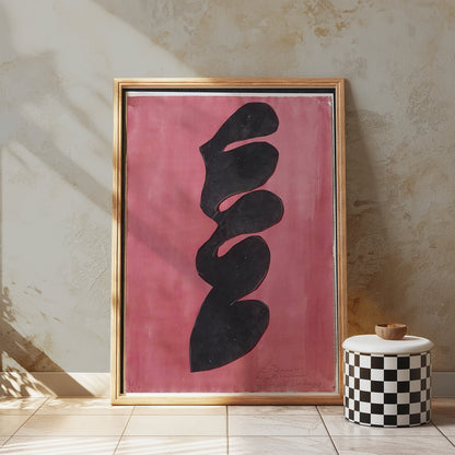 Premium Poster of Abstract Curved Shapes on Pink Background Posters