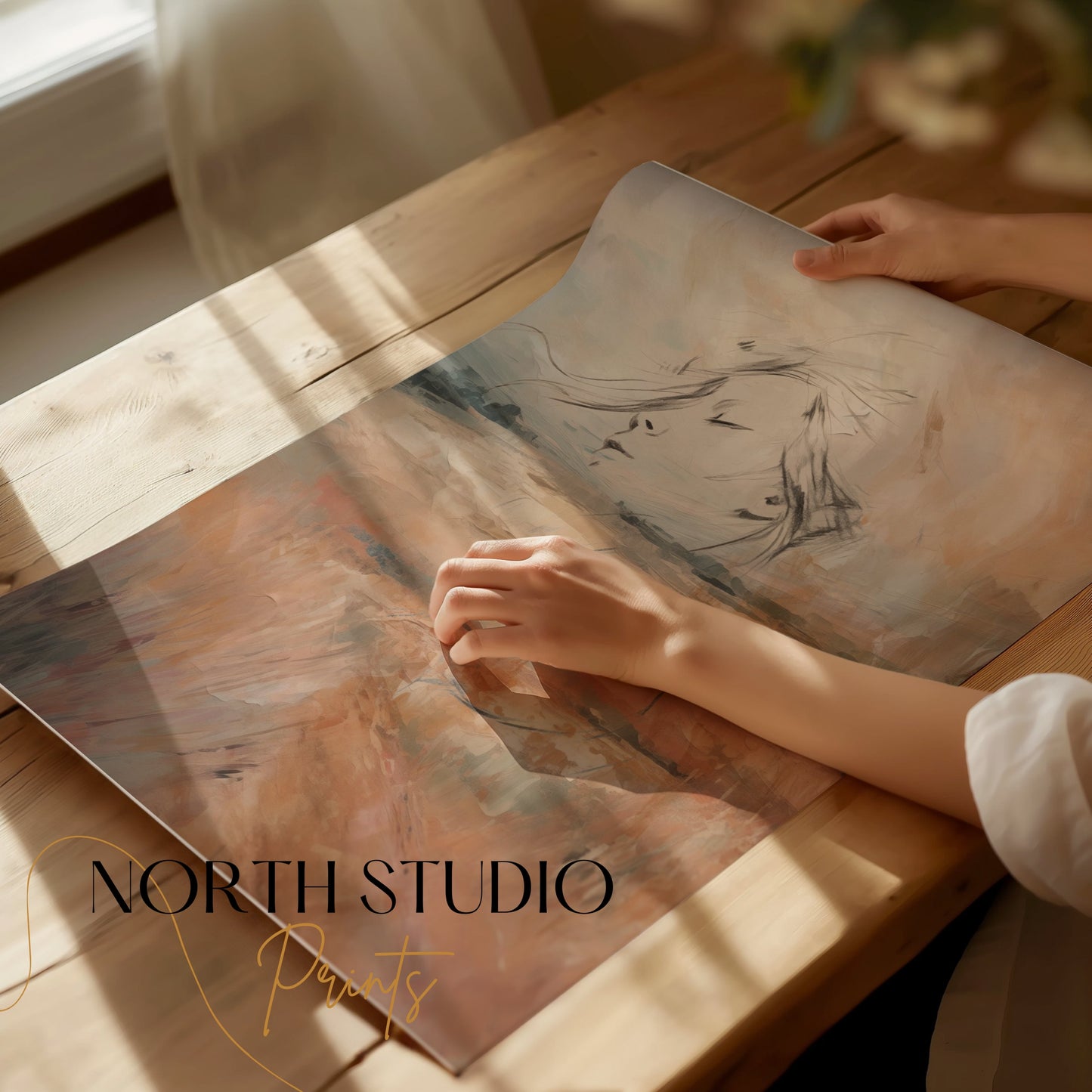 Premium Poster of Abstract Dreamy Landscape with Female Face Posters