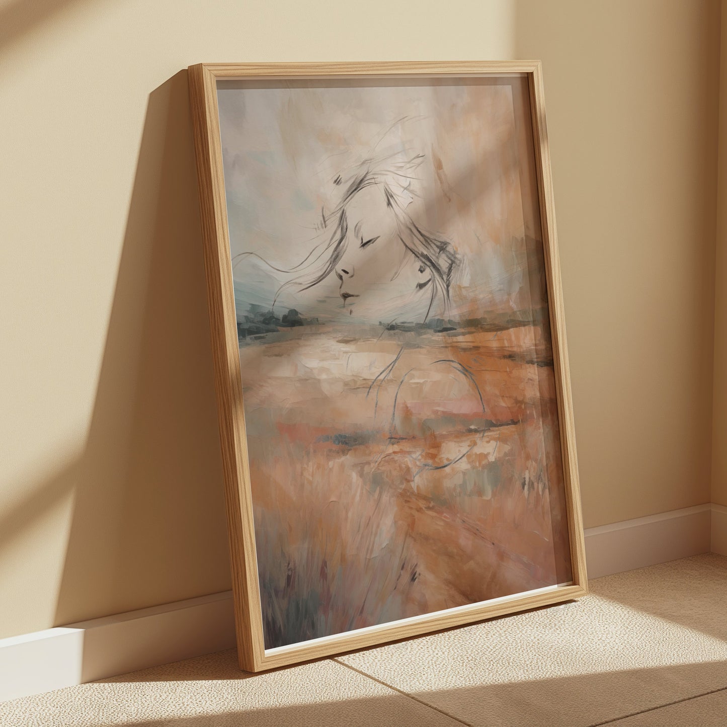 Premium Poster of Abstract Dreamy Landscape with Female Face Posters