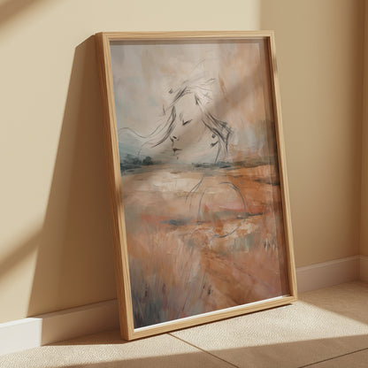 Premium Poster of Abstract Dreamy Landscape with Female Face Posters