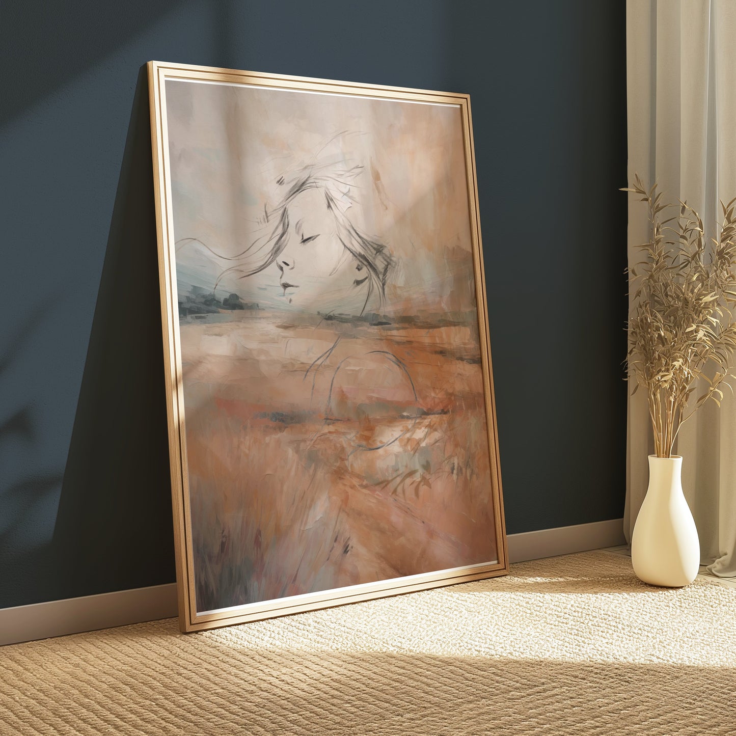 Premium Poster of Abstract Dreamy Landscape with Female Face Posters