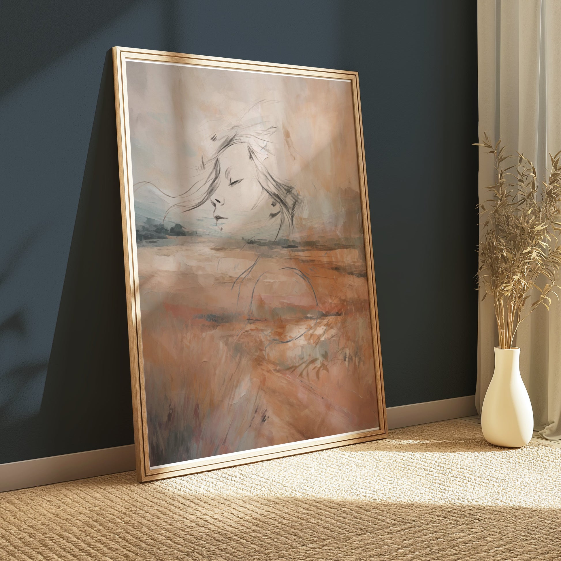 Premium Poster of Abstract Dreamy Landscape with Female Face Posters