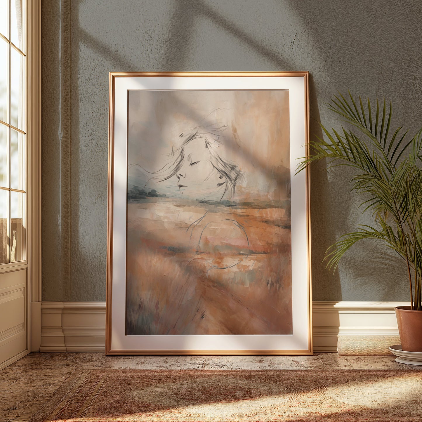 Premium Poster of Abstract Dreamy Landscape with Female Face Posters