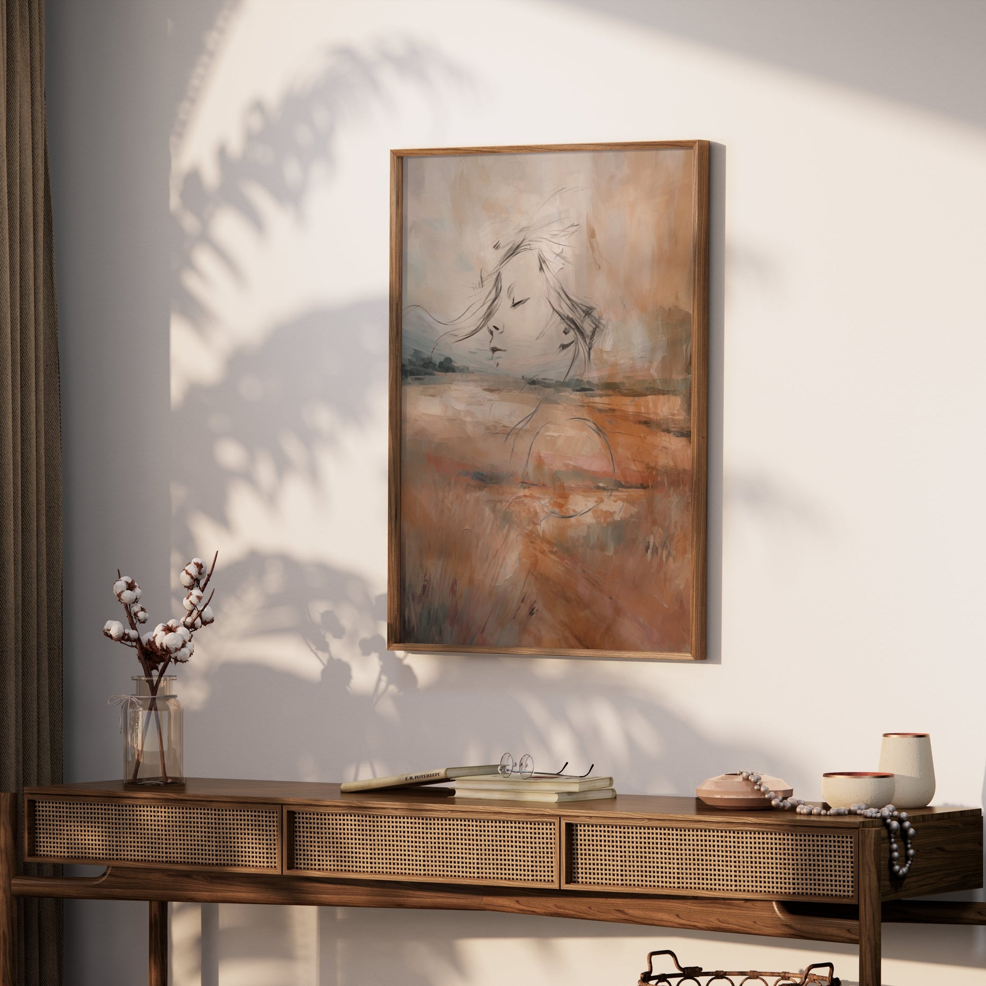Premium Poster of Abstract Dreamy Landscape with Female Face Posters