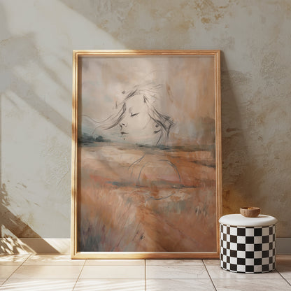 Premium Poster of Abstract Dreamy Landscape with Female Face Posters
