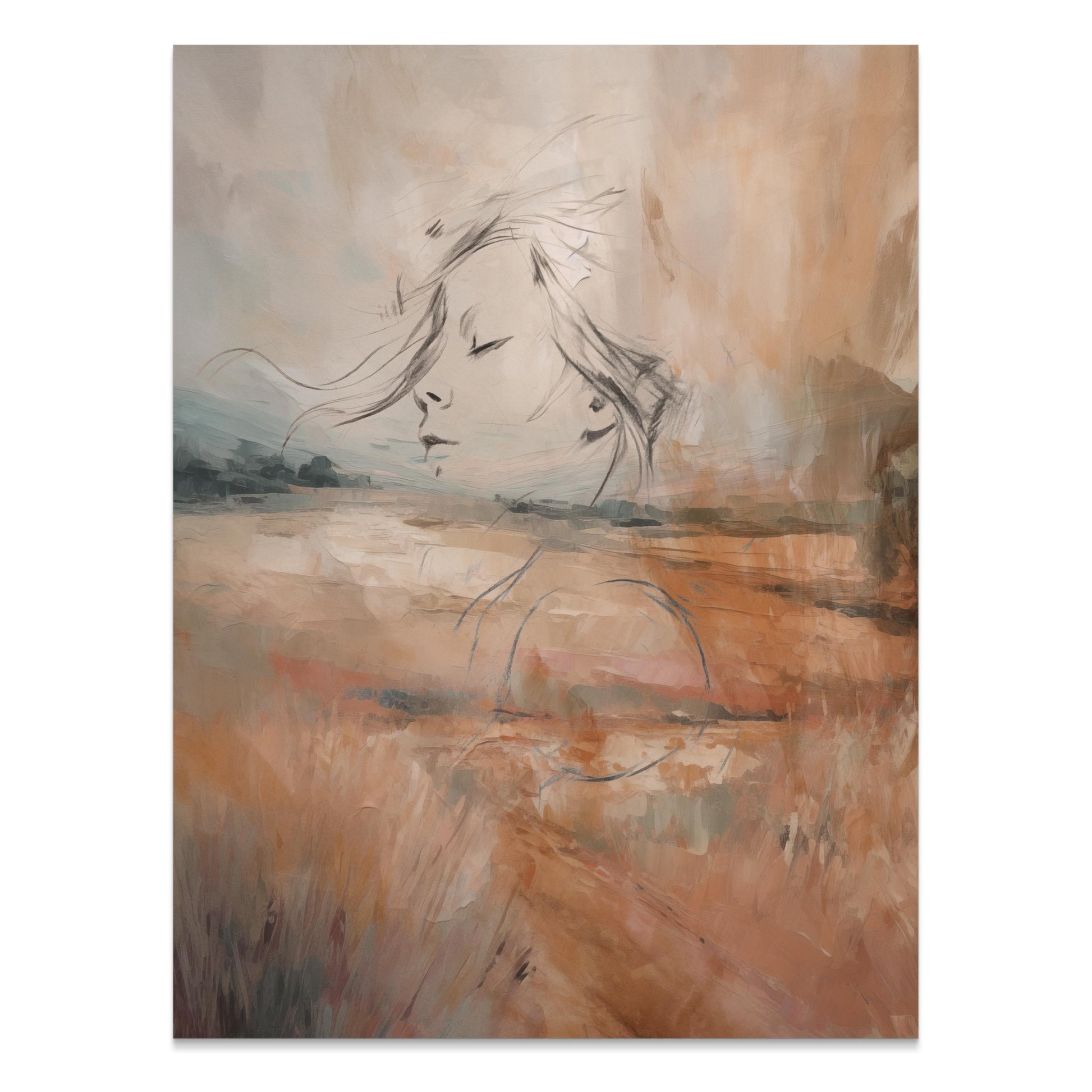 Premium Poster of Abstract Dreamy Landscape with Female Face Posters