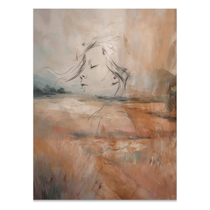 Premium Poster of Abstract Dreamy Landscape with Female Face Posters