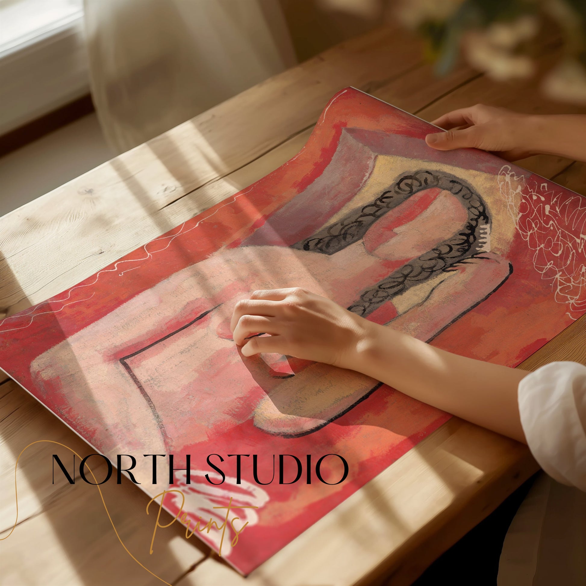 Premium Poster of Abstract Female Figure Combing Hair Art Print Posters