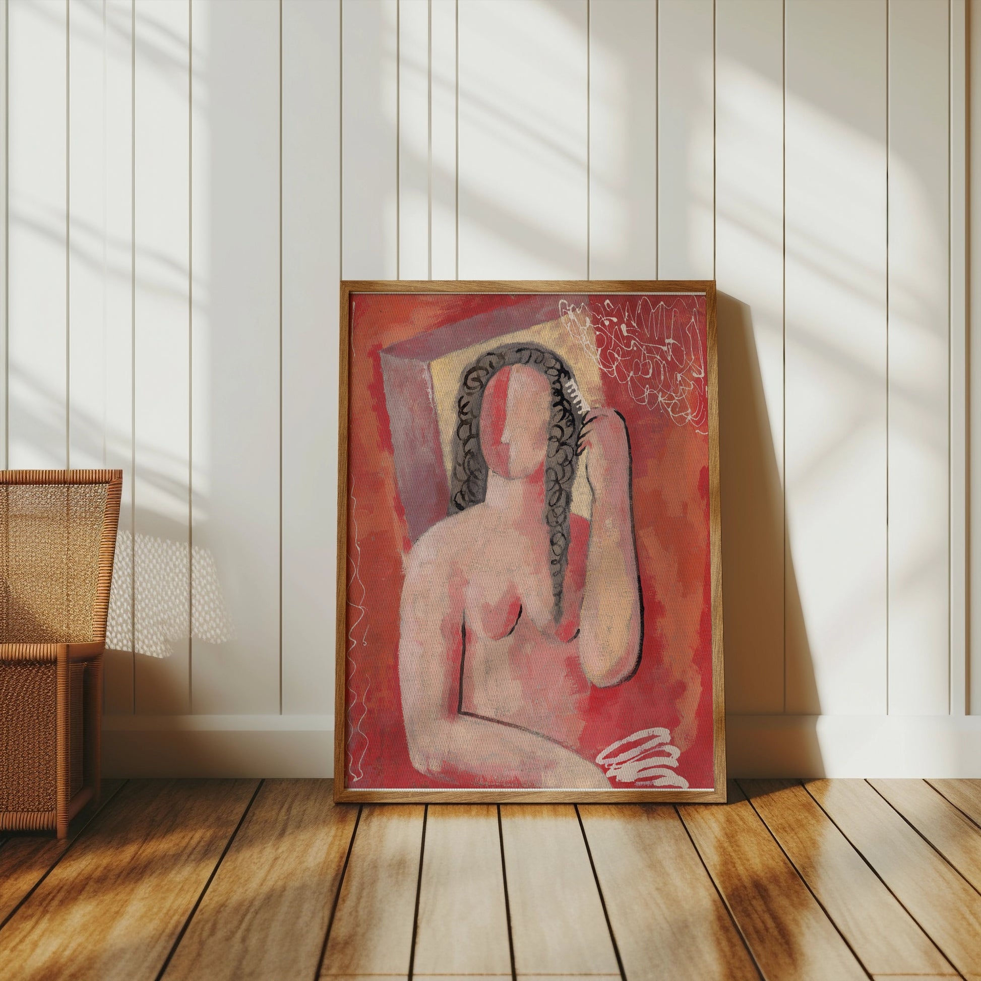 Premium Poster of Abstract Female Figure Combing Hair Art Print Posters