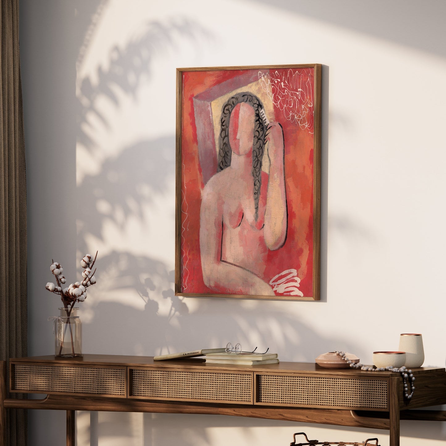 Premium Poster of Abstract Female Figure Combing Hair Art Print Posters