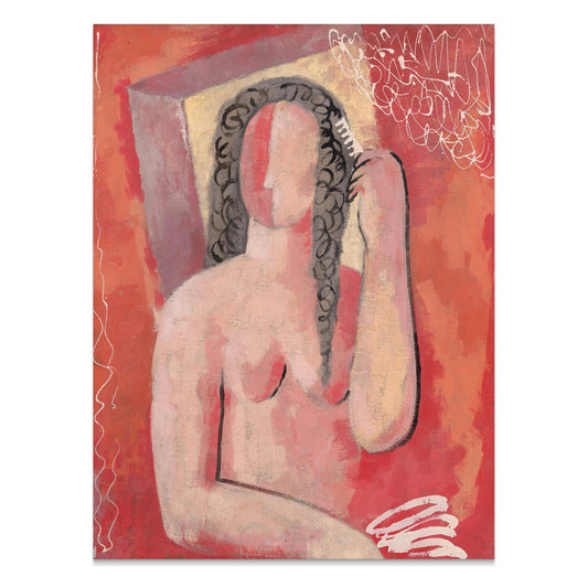 Premium Poster of Abstract Female Figure Combing Hair Art Print Posters