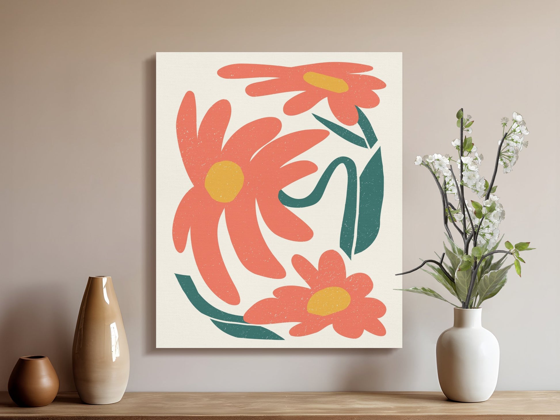 Premium Poster of Abstract Floral Art Design Canvas Wraps