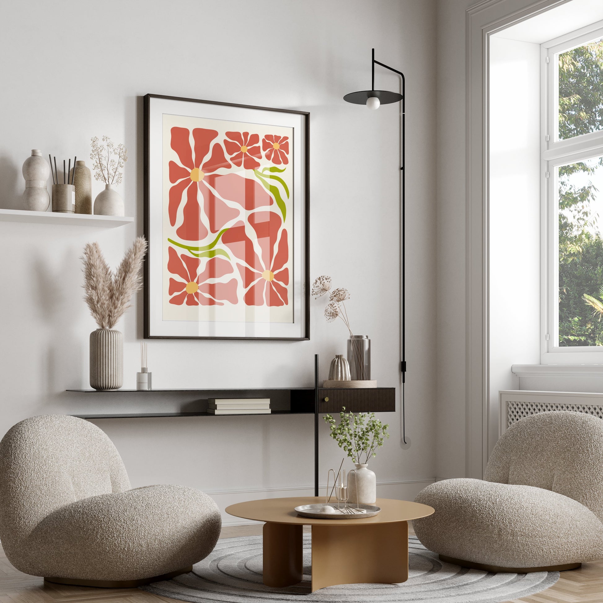 Premium Poster of Abstract Floral Art Design for Modern Home Decor Posters
