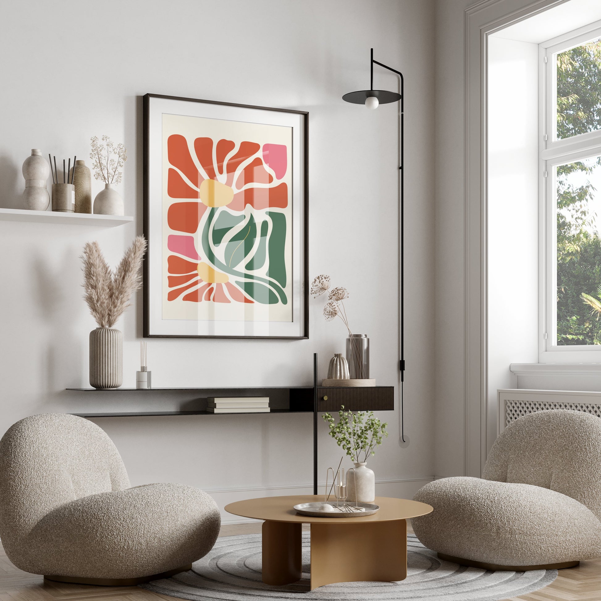 Premium Poster of Abstract Floral Art in Bold Colors Posters