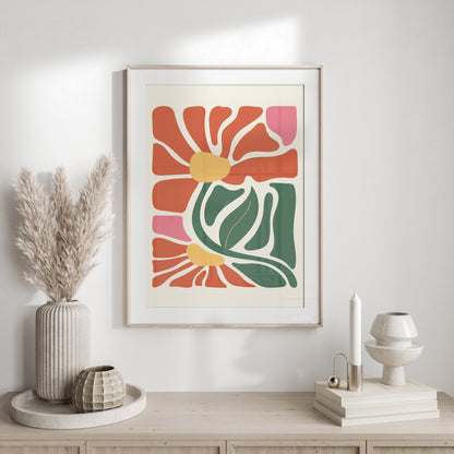 Premium Poster of Abstract Floral Art in Bold Colors Posters