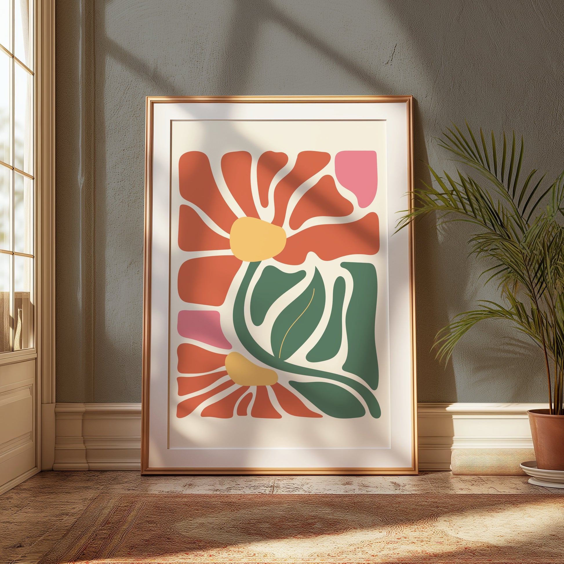 Premium Poster of Abstract Floral Art in Bold Colors Posters