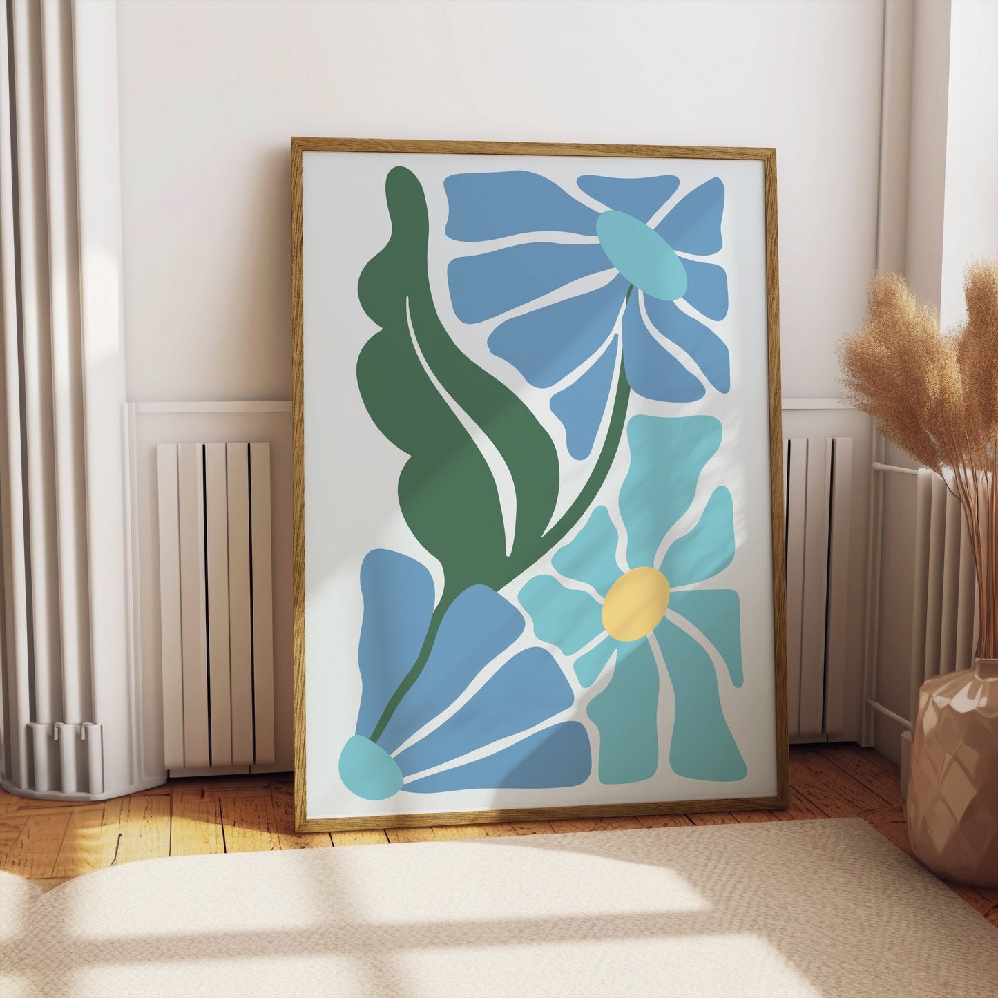 Premium Poster of Abstract Floral Blue and Green Art Posters