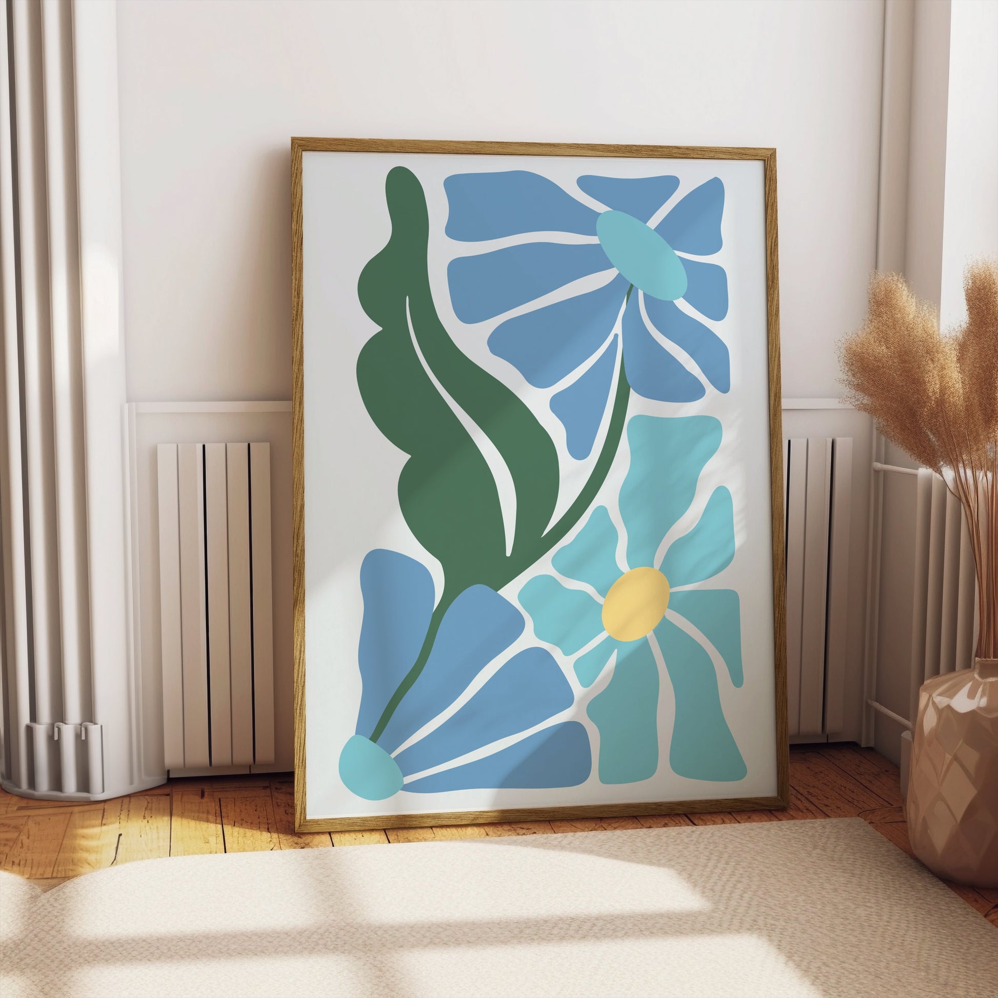Premium Poster of Abstract Floral Blue and Green Art Posters