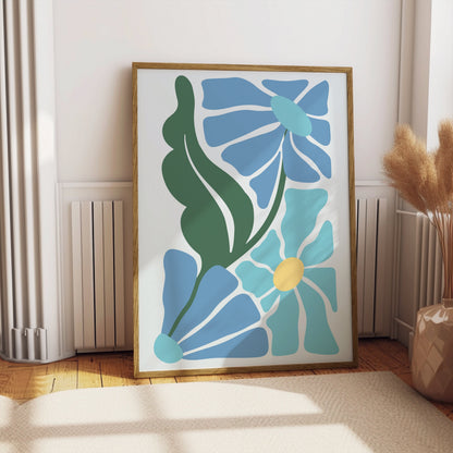 Premium Poster of Abstract Floral Blue and Green Art Posters
