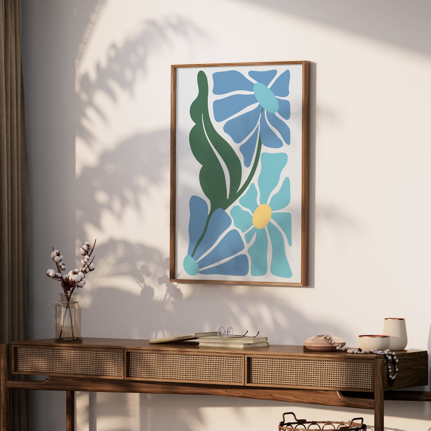 Premium Poster of Abstract Floral Blue and Green Art Posters