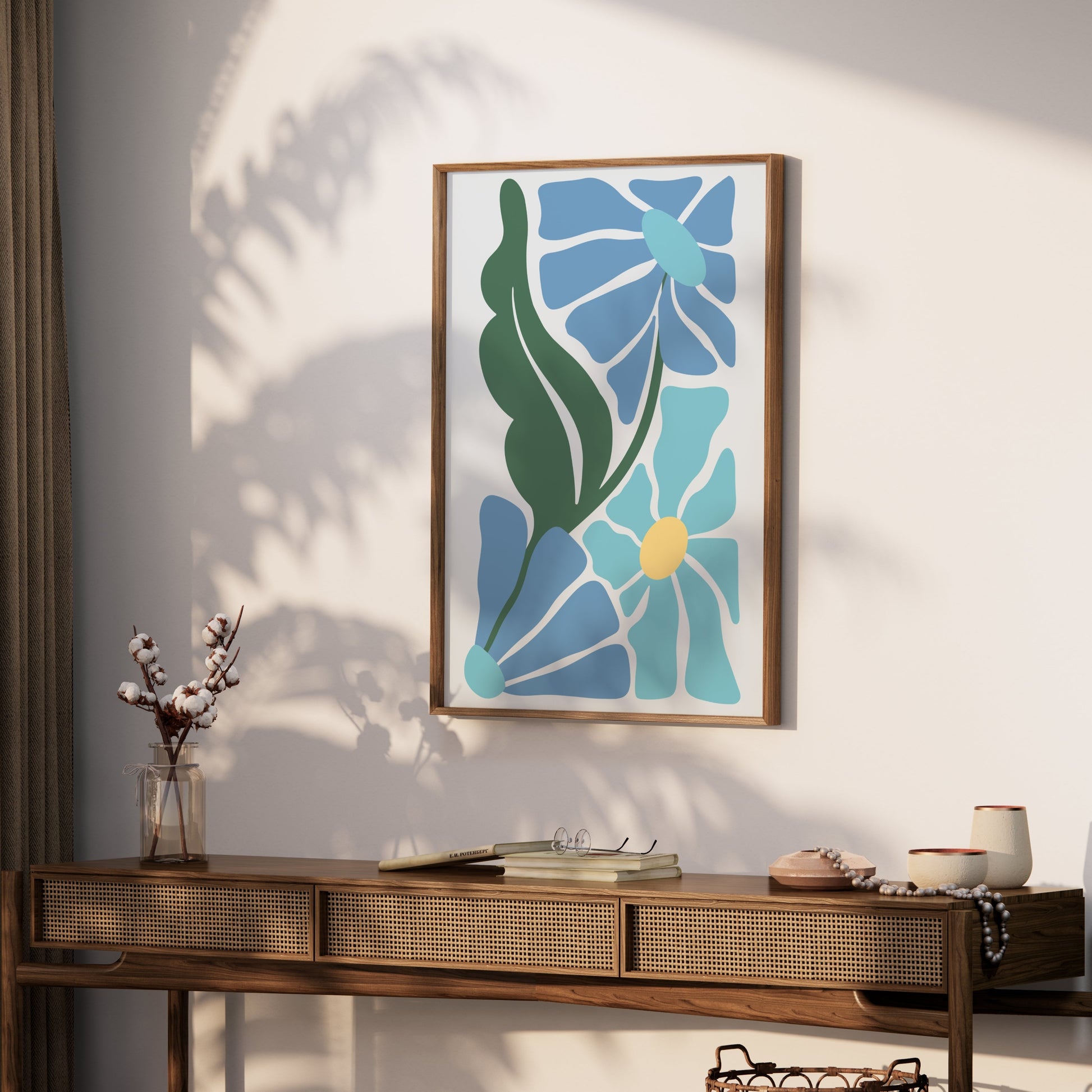 Premium Poster of Abstract Floral Blue and Green Art Posters