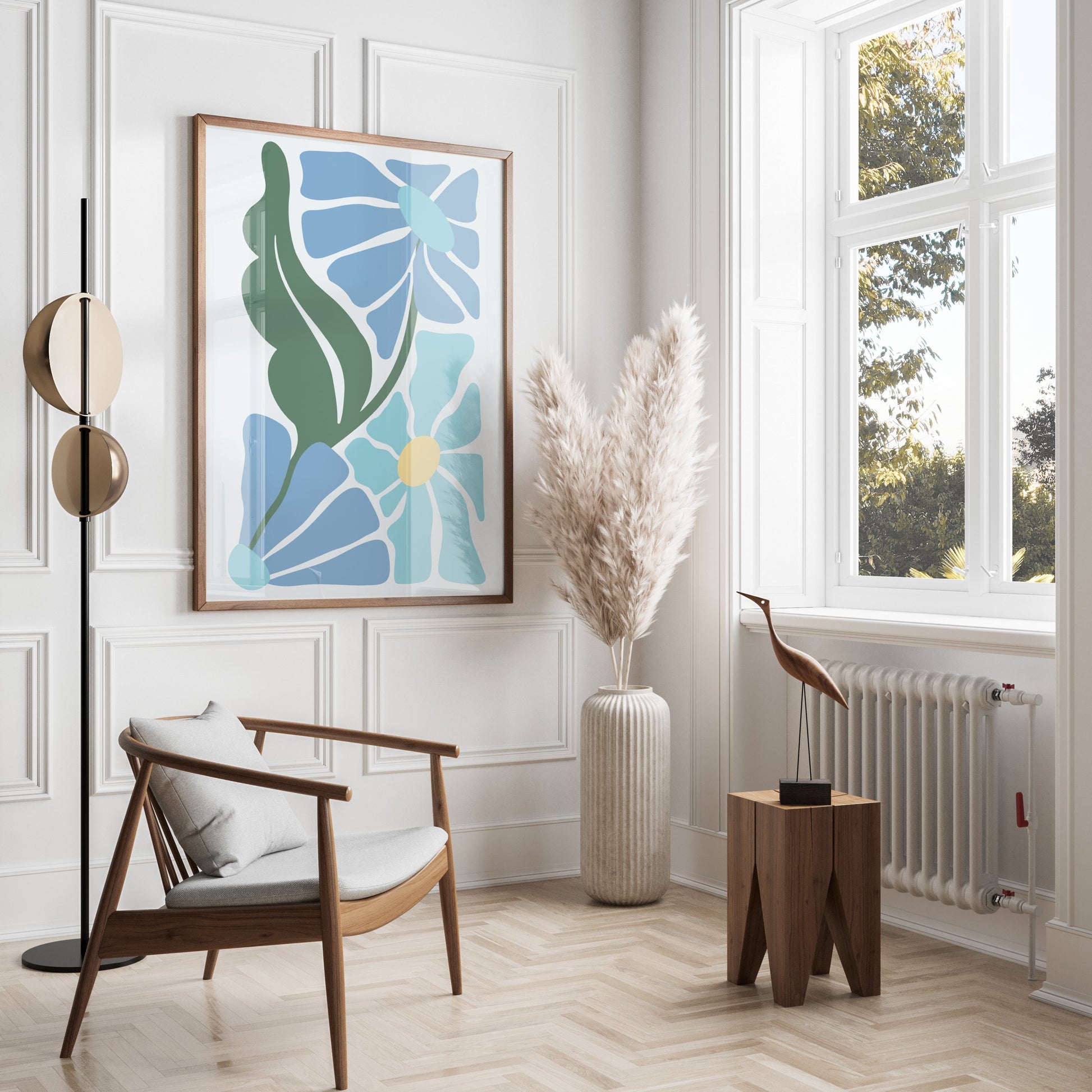 Premium Poster of Abstract Floral Blue and Green Art Posters