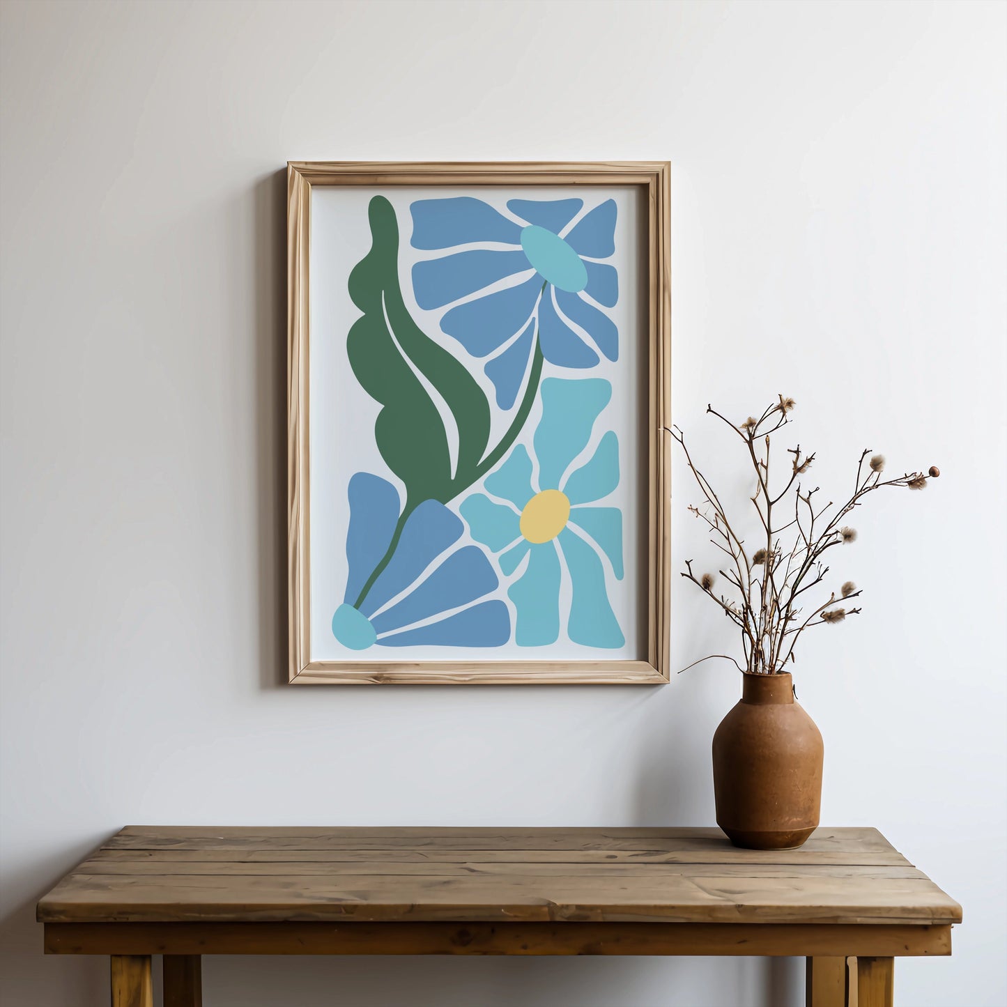 Premium Poster of Abstract Floral Blue and Green Art Posters