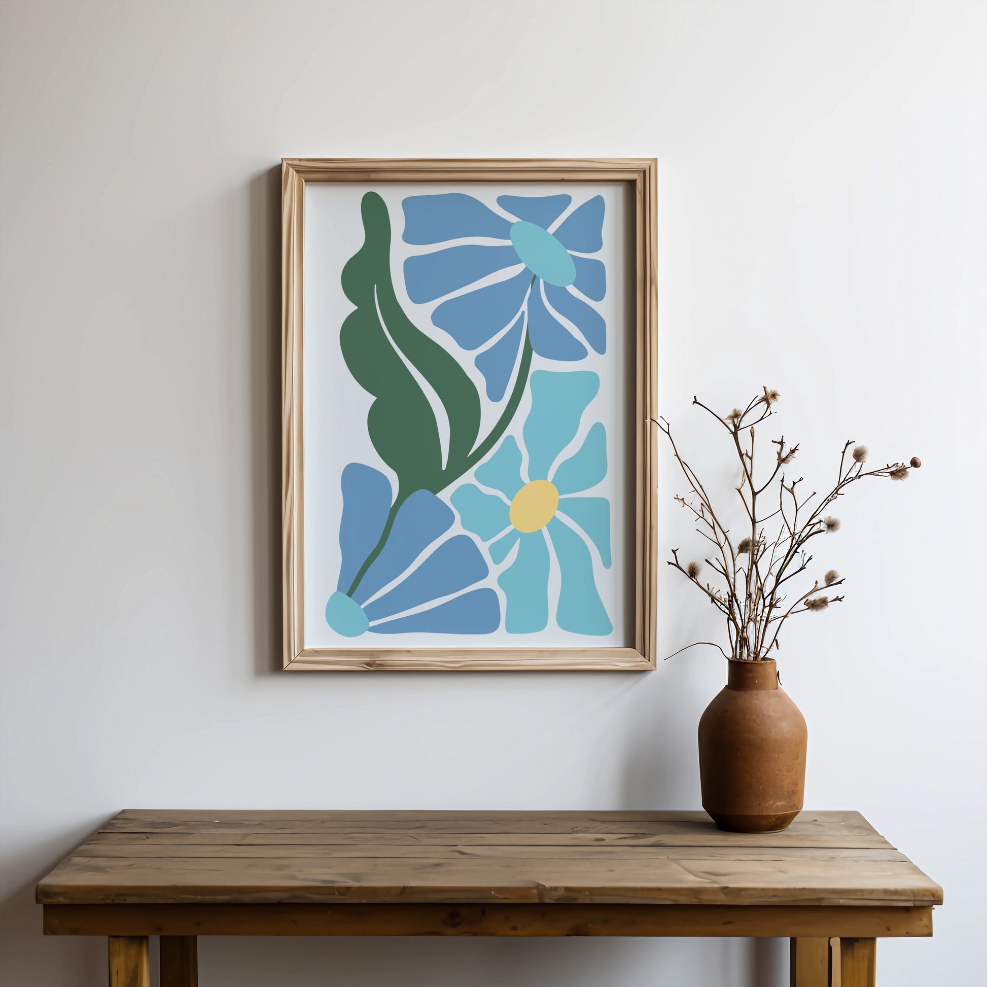 Premium Poster of Abstract Floral Blue and Green Art Posters
