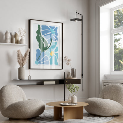 Premium Poster of Abstract Floral Blue and Green Art Posters