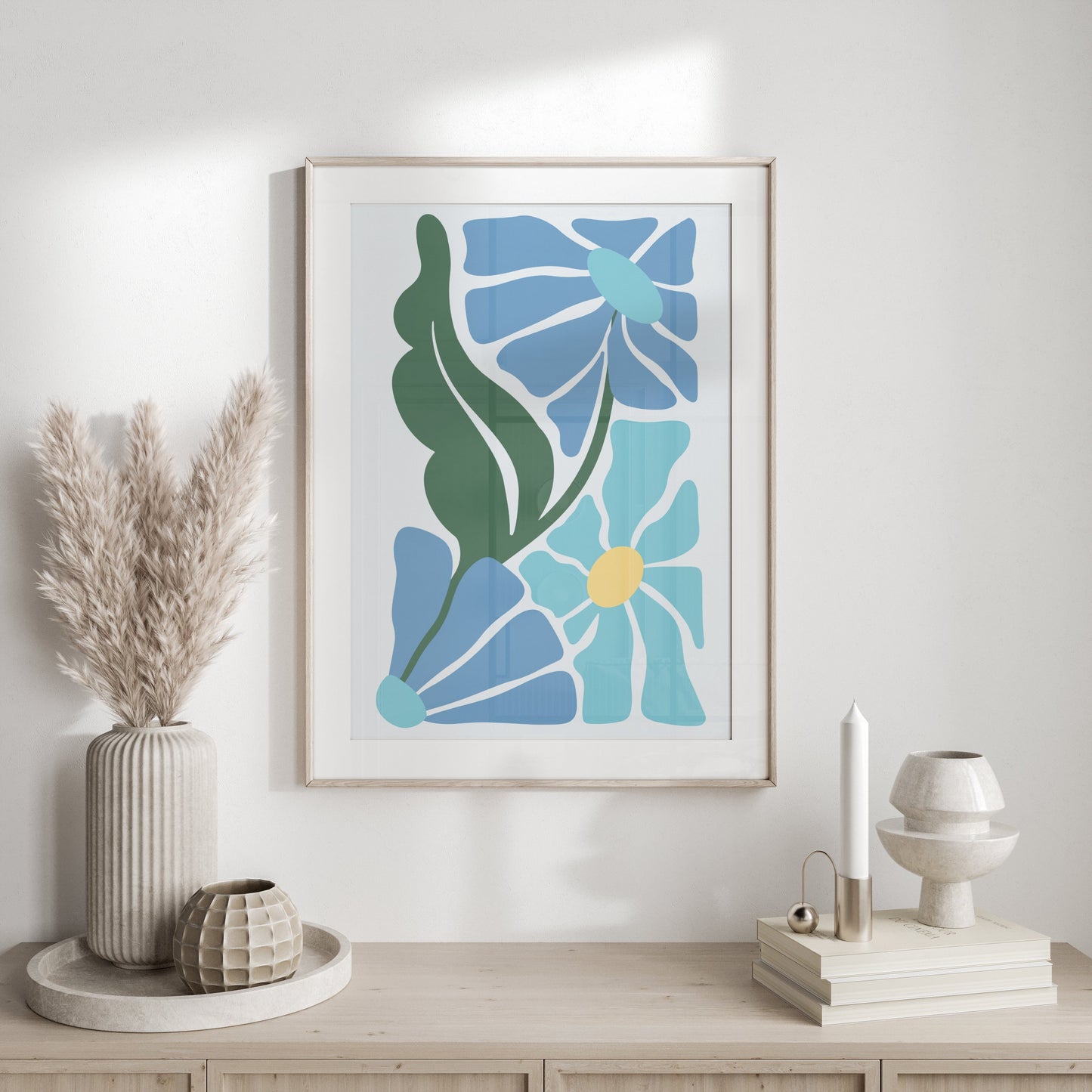 Premium Poster of Abstract Floral Blue and Green Art Posters