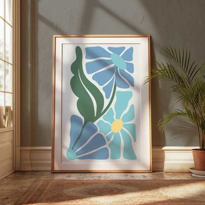 Premium Poster of Abstract Floral Blue and Green Art Posters