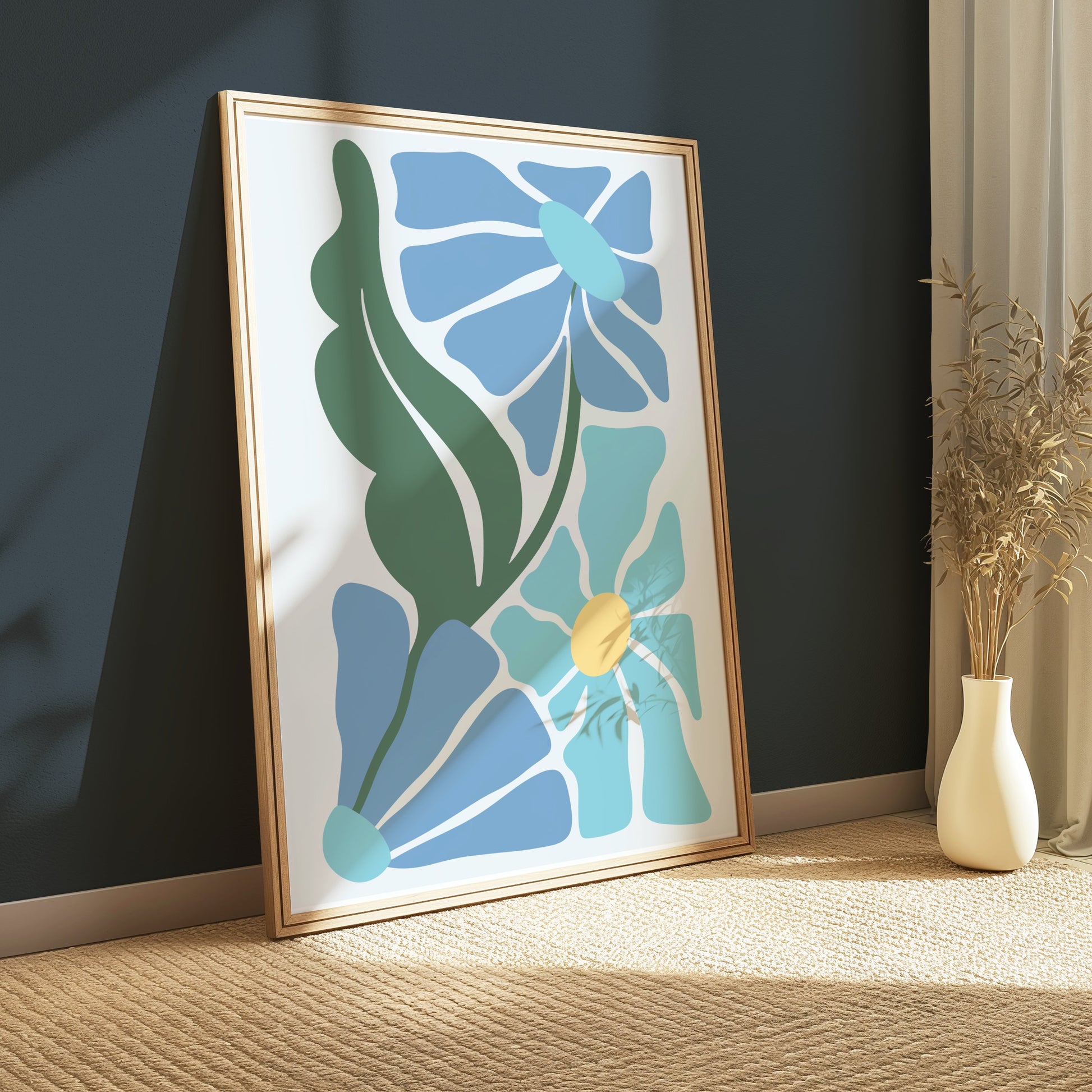 Premium Poster of Abstract Floral Blue and Green Art Posters