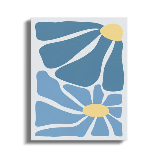 Premium Poster of Abstract Floral Wall Art Blue Yellow Canvas Wraps