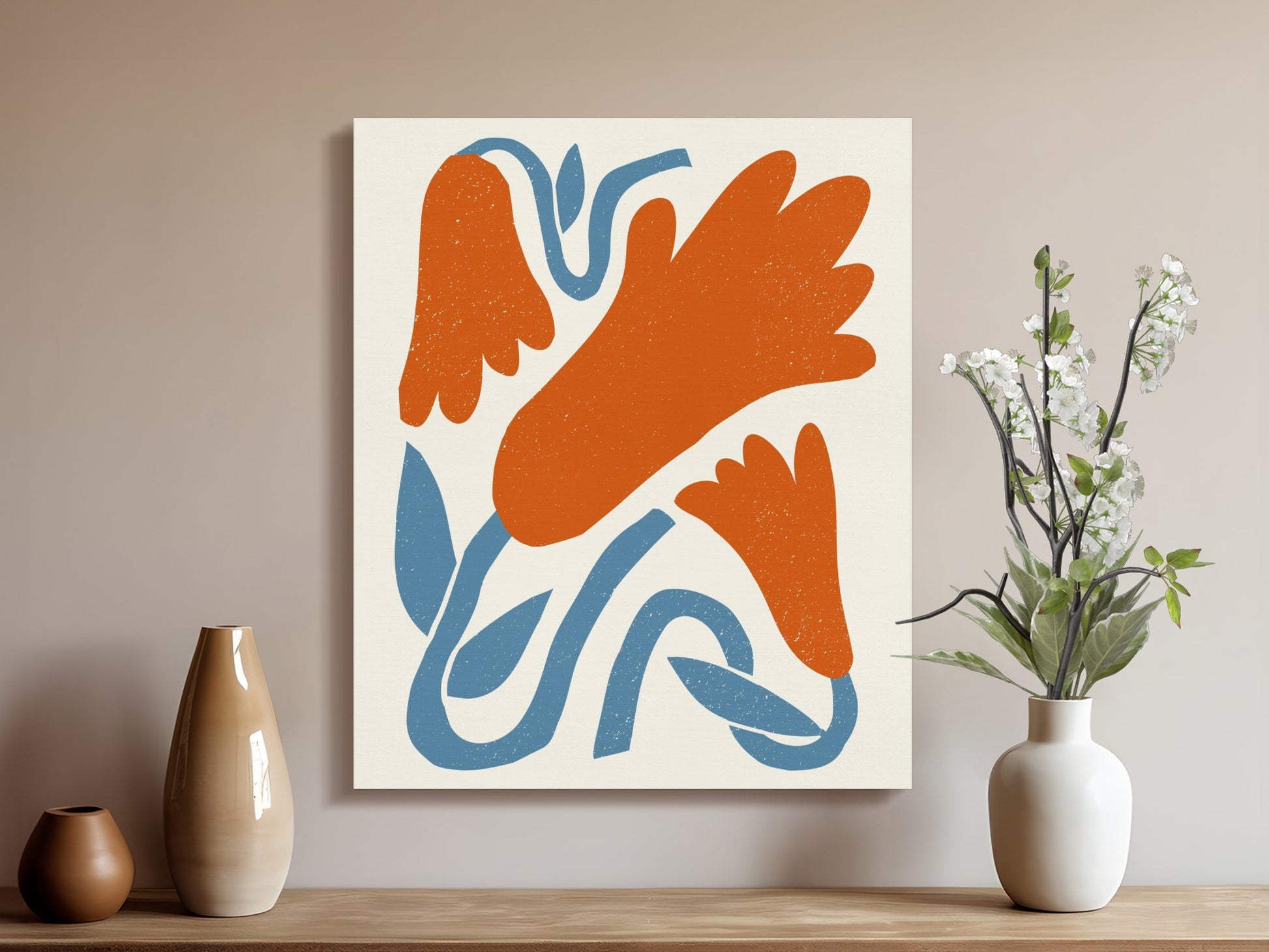 Premium Poster of Abstract Floral Wall Art Canvas Wraps for Home Decor