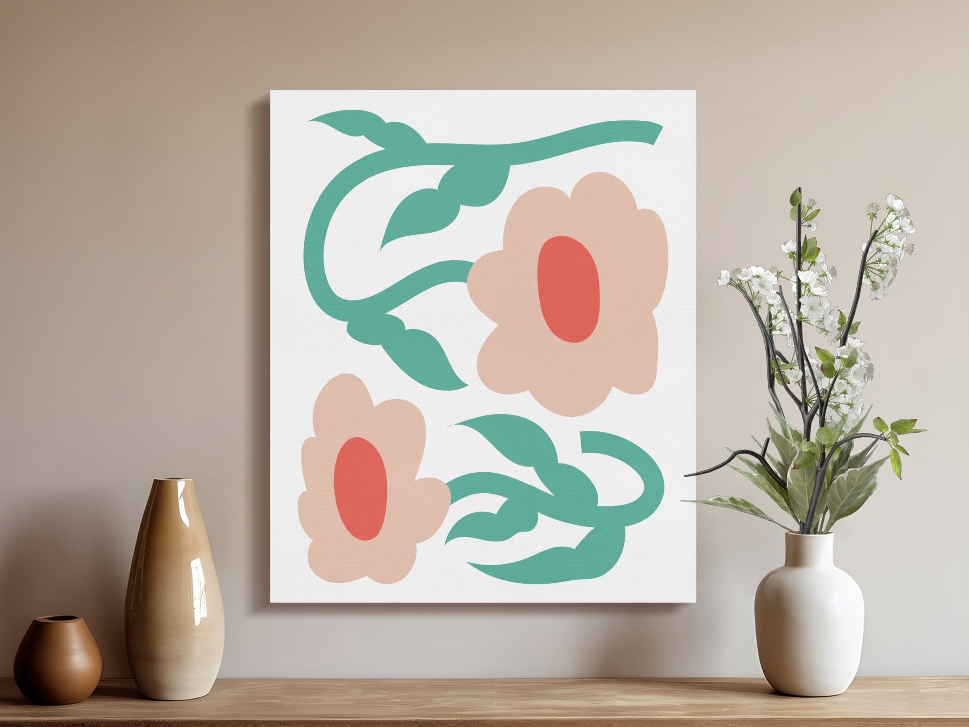 Premium Poster of Abstract Floral Wall Art Home Decor Canvas Wraps