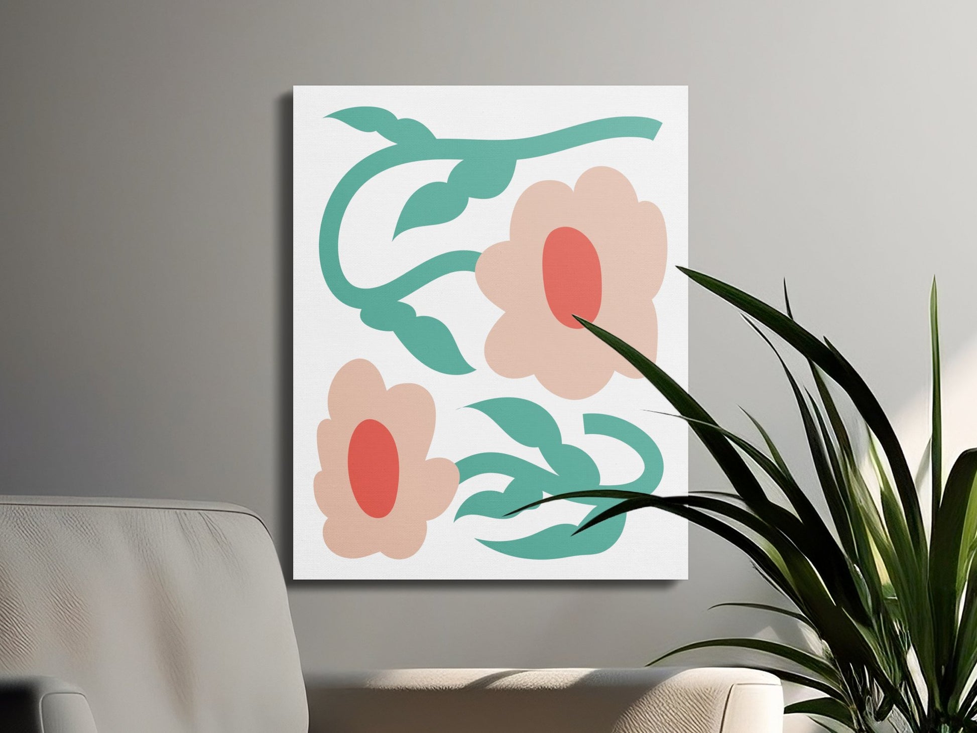 Premium Poster of Abstract Floral Wall Art Home Decor Canvas Wraps