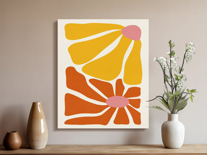 Premium Poster of Abstract Floral Wall Art with Vibrant Colors Canvas Wraps