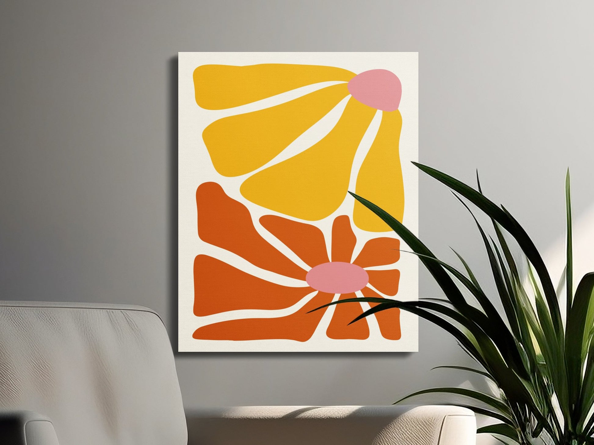 Premium Poster of Abstract Floral Wall Art with Vibrant Colors Canvas Wraps