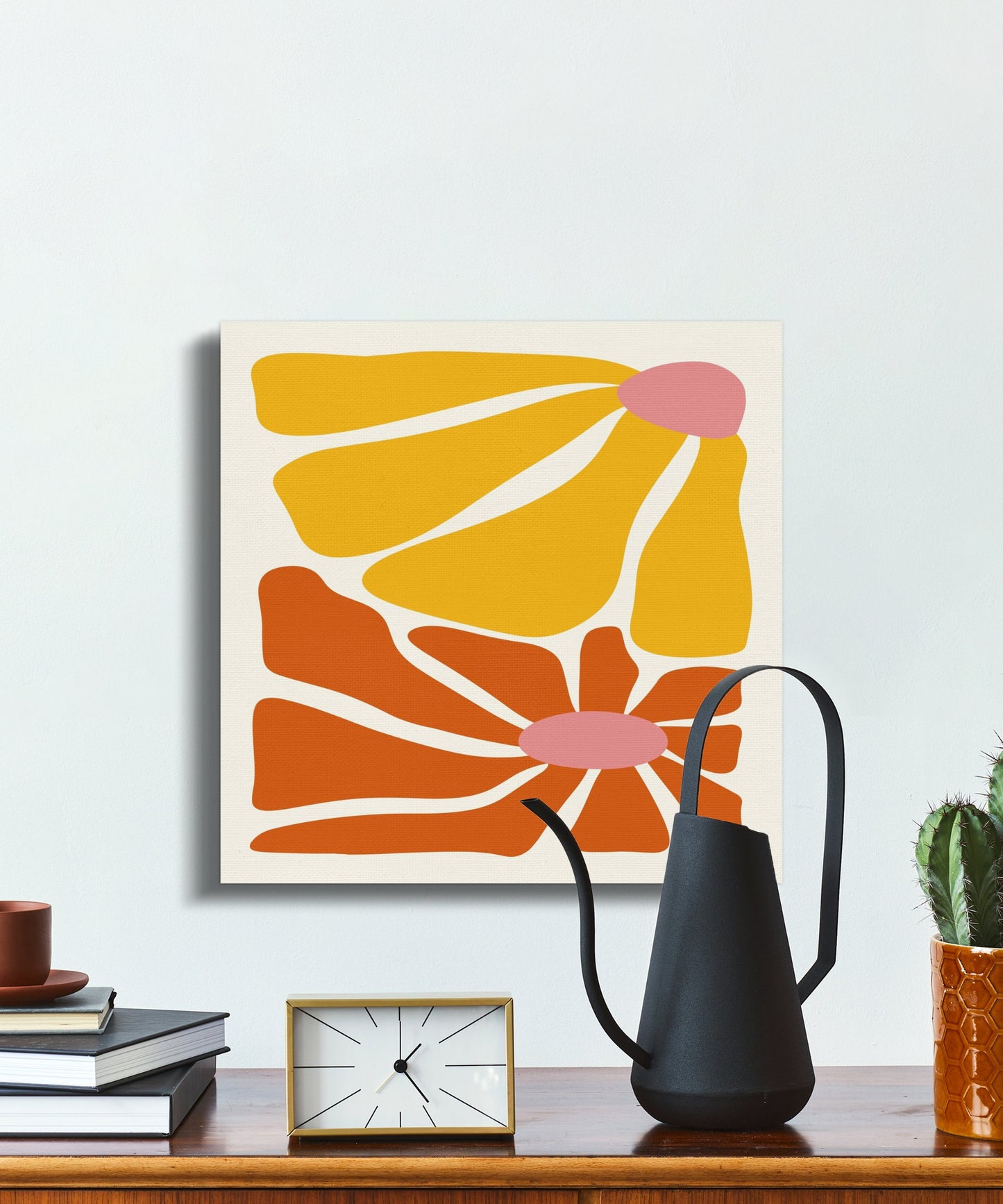 Premium Poster of Abstract Floral Wall Art with Vibrant Colors Canvas Wraps