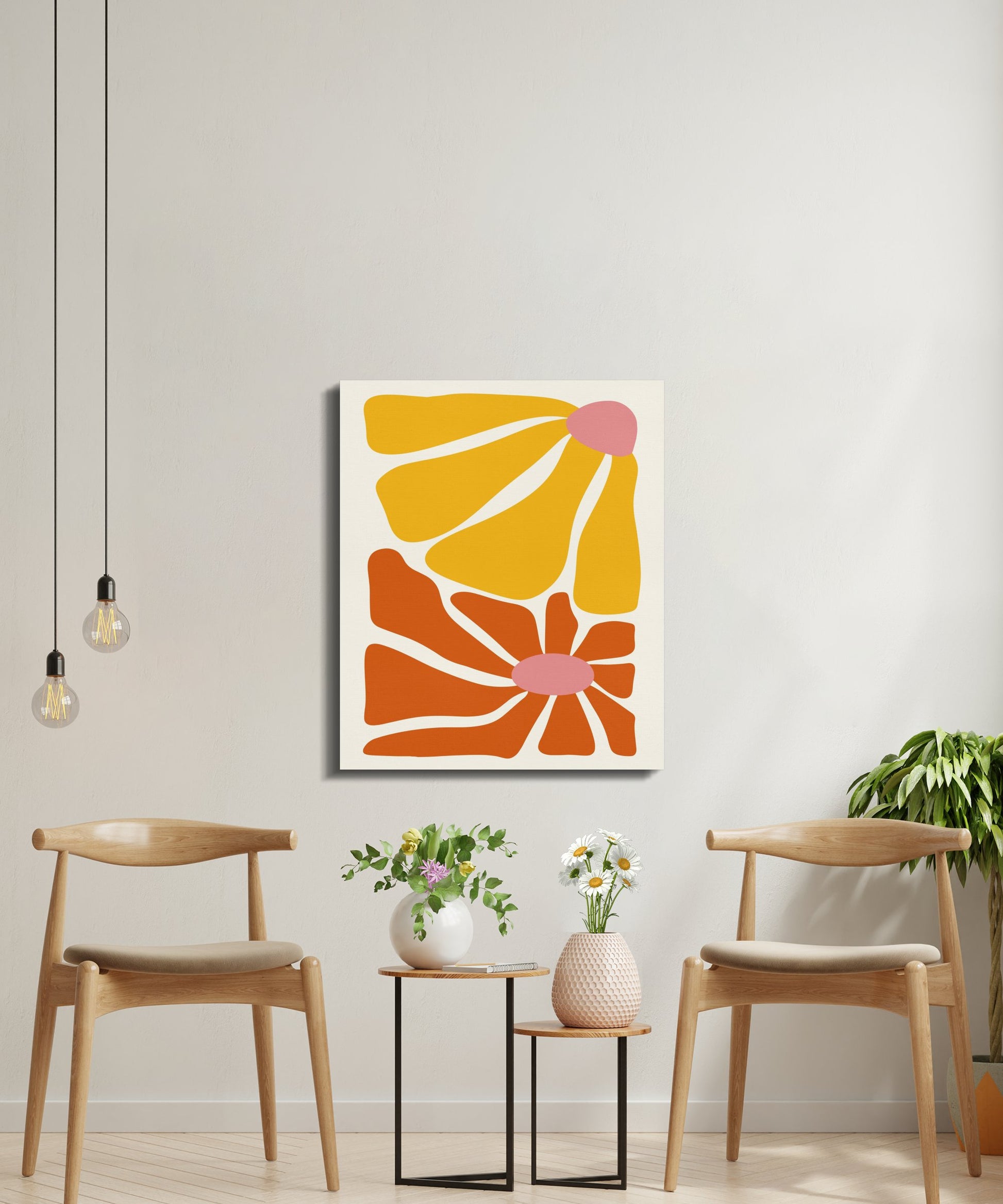 Premium Poster of Abstract Floral Wall Art with Vibrant Colors Canvas Wraps