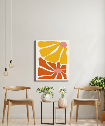 Premium Poster of Abstract Floral Wall Art with Vibrant Colors Canvas Wraps