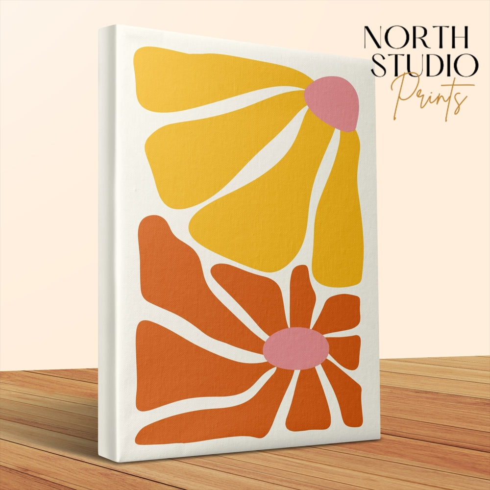 Premium Poster of Abstract Floral Wall Art with Vibrant Colors Canvas Wraps
