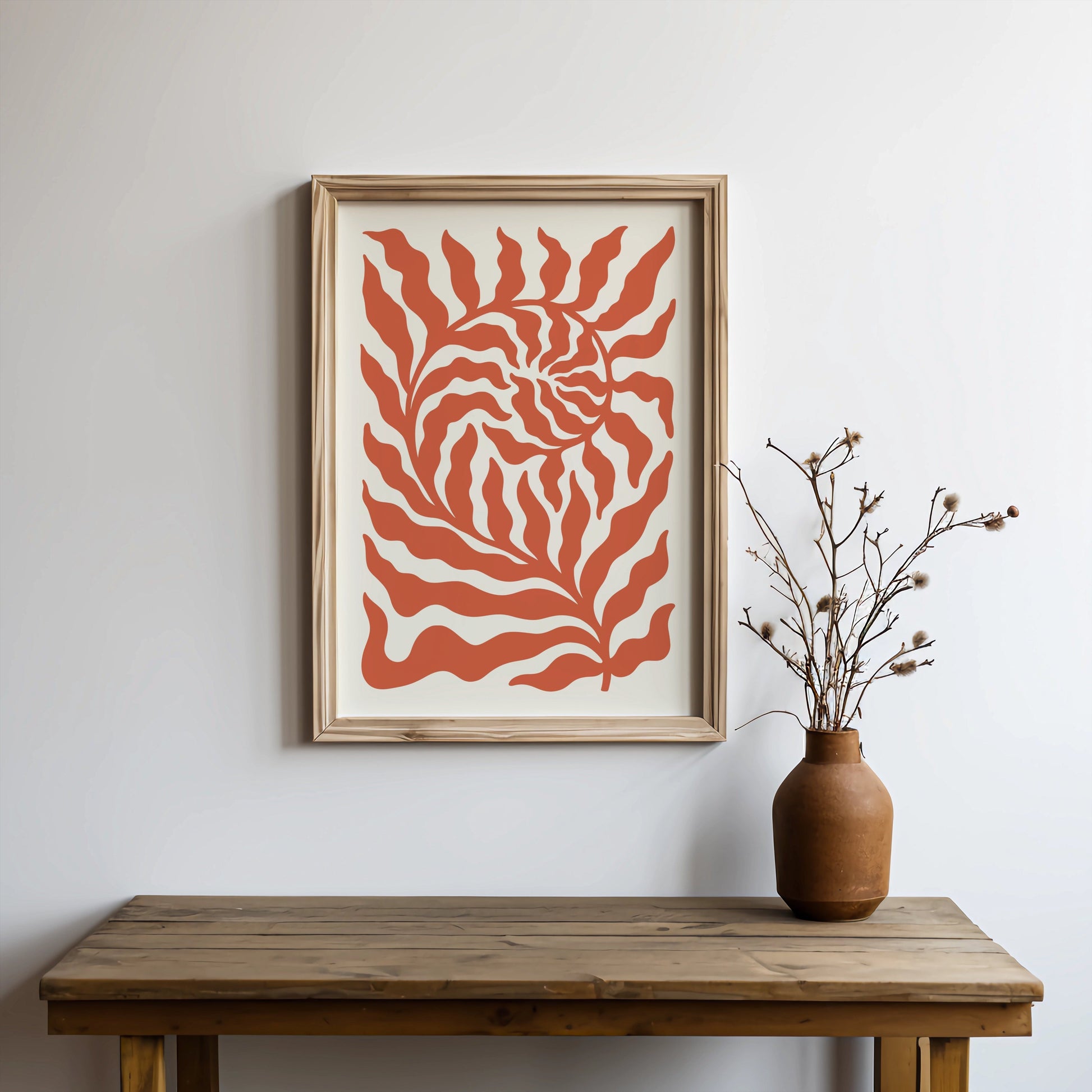 Premium Poster of Abstract Floral Waves in Red and White Art Posters
