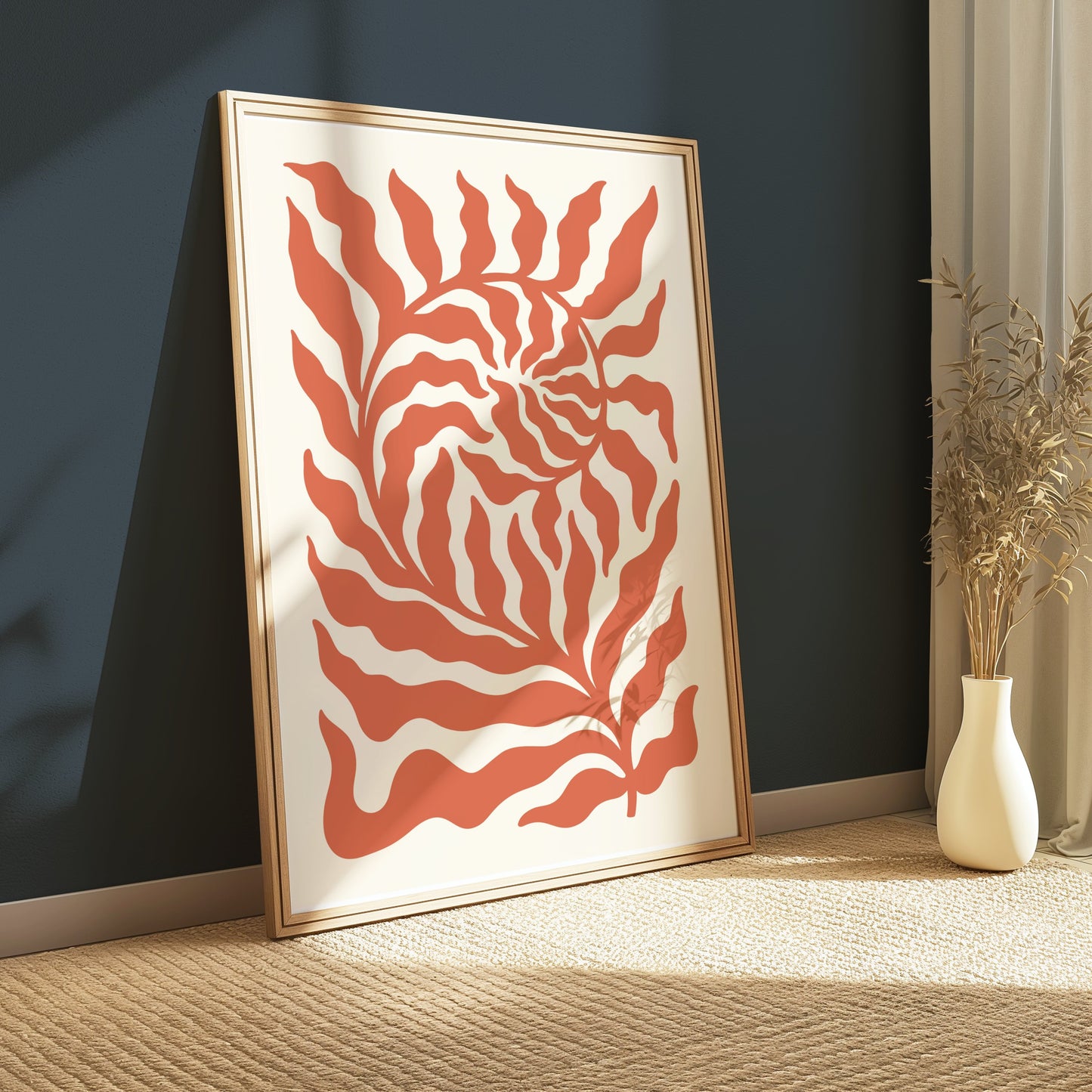 Premium Poster of Abstract Floral Waves in Red and White Art Posters